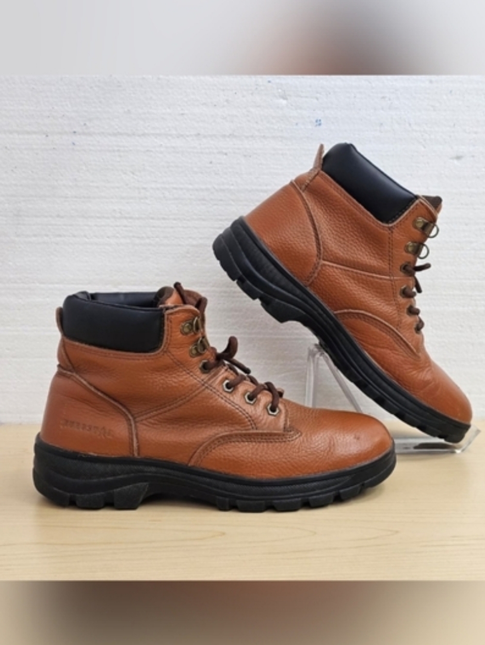 Eurostar Men's Test Comfort Brown Leather Work Boots, Sz 8